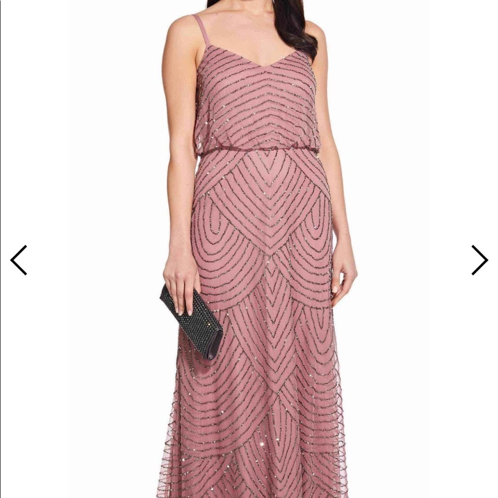 Adrianna Papell Art Deco Blouse Beaded Gown